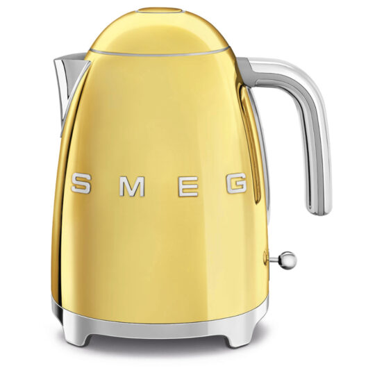 The Smeg Kettle boasts a sleek metallic finish and a distinctive retro design, adding a touch of vintage charm to your kitchen décor.