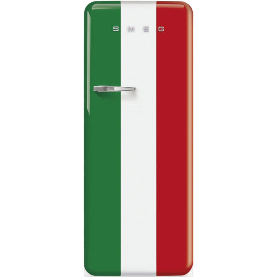 The Italian Flag Smeg refrigerator is a stunning fusion of Italian pride and vintage design, making it a standout addition to any kitchen.