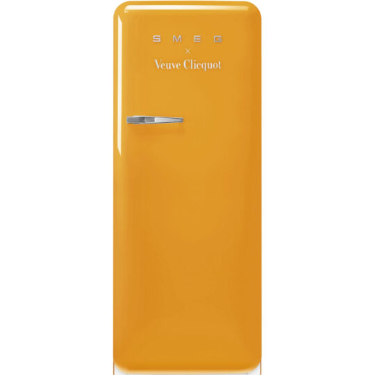 This refrigerator, the Veuve Clicquot Smeg collaboration is a unique fusion of luxury and retro style, designed to make a bold statement in any kitchen!